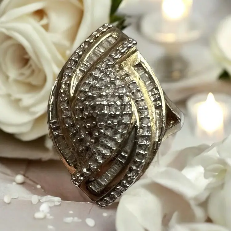 072 Diamond, Gold And Sterling Ring