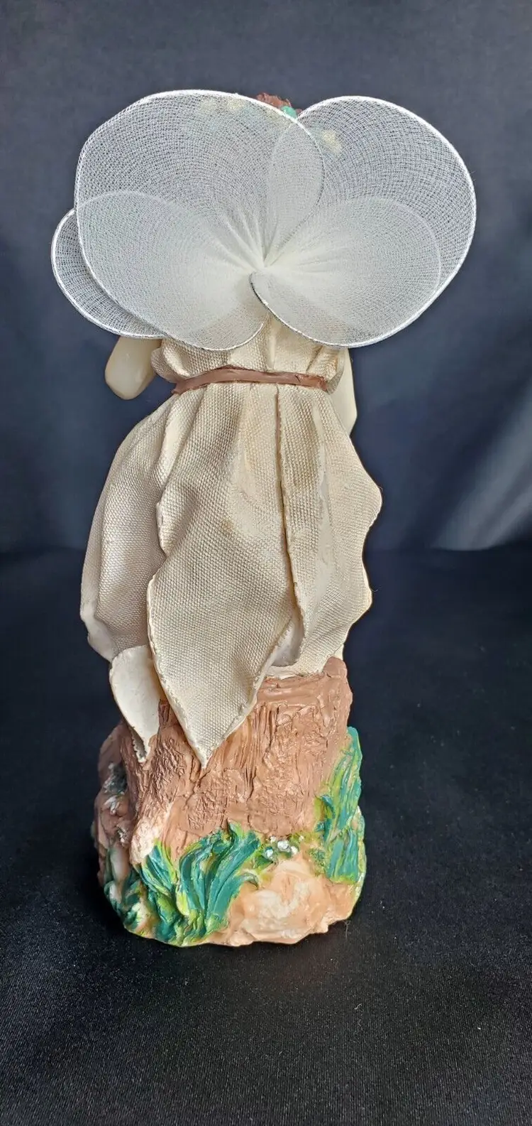 Fairy Figurine W/ Butterfly Miniature 7-1/2" Whimsical Hand-Painted Garden Statue