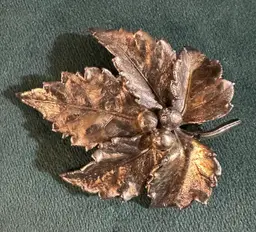 Sterling Silver Tilia Danmark (Denmark) Leaf Brooch Brutalist
