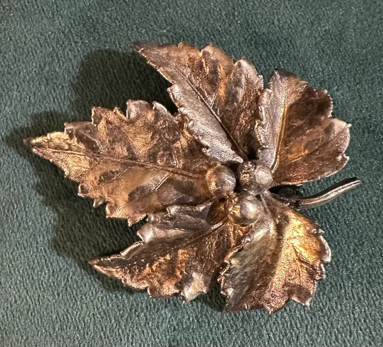 Sterling Silver Tilia Danmark (Denmark) Leaf Brooch Brutalist