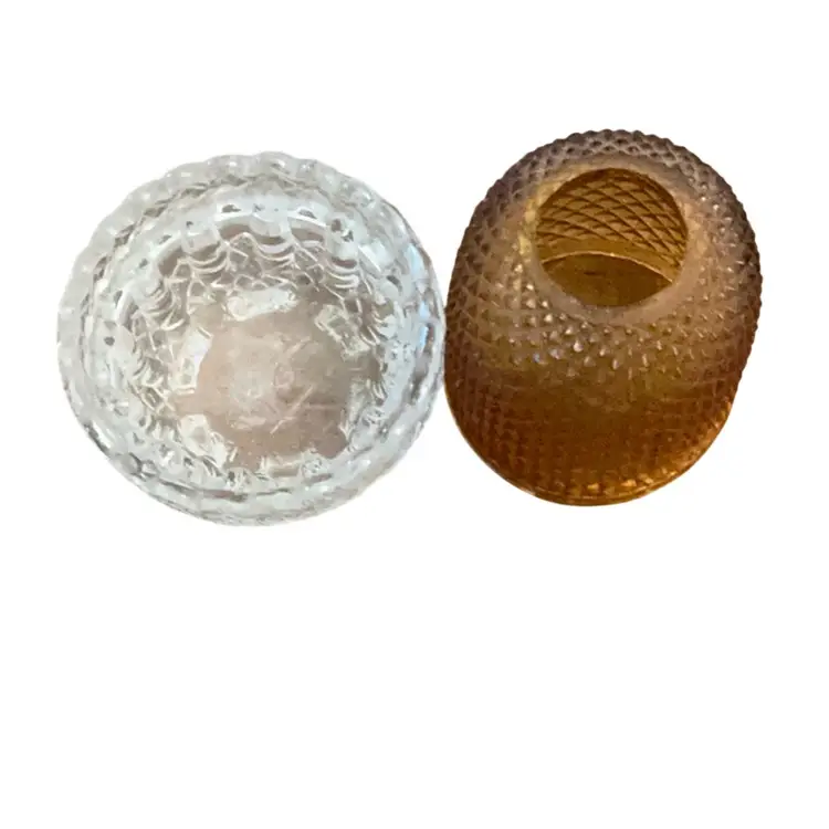 Antique Samuel Clarke Amber Cricklite Fairy Lamp Circa 1880’s to 1910 4”x 3”