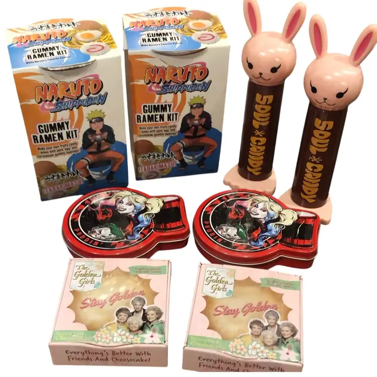 Stocking Stuffers Variety Pack - 2 Of Each- The Golden Girls, Naruto, Soul & Harley Quinn Candies -Lot of 8