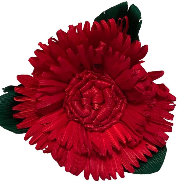 # 037  Handcrafted Fuchsia Pink Color Corn Husk🌻 Zinnias Flowers 4” Blossom Approximately 10” Long