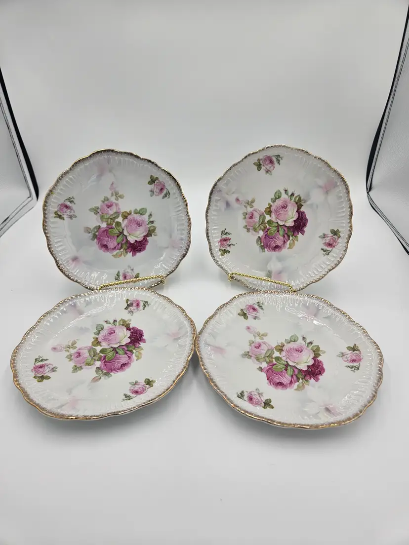 #B57 Schaumann Bavaria Roses Dessert Plates Set of 4