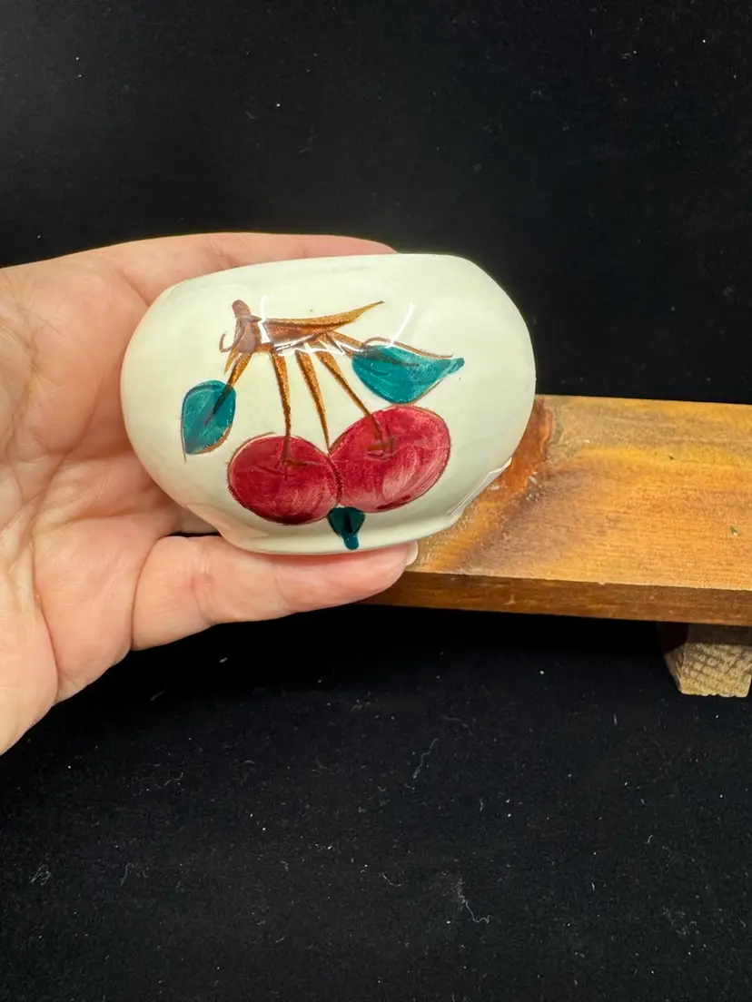 Stangle Bowl With Cherries, 2.25”, Stable Crack In Rim-see Picture