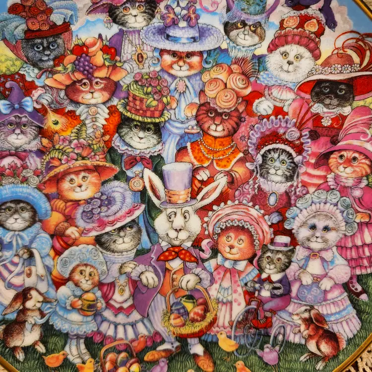 Vintage "Easter Purrade" Franklin Mint Kitty Bill Bell Collector Plate Cats Kittens