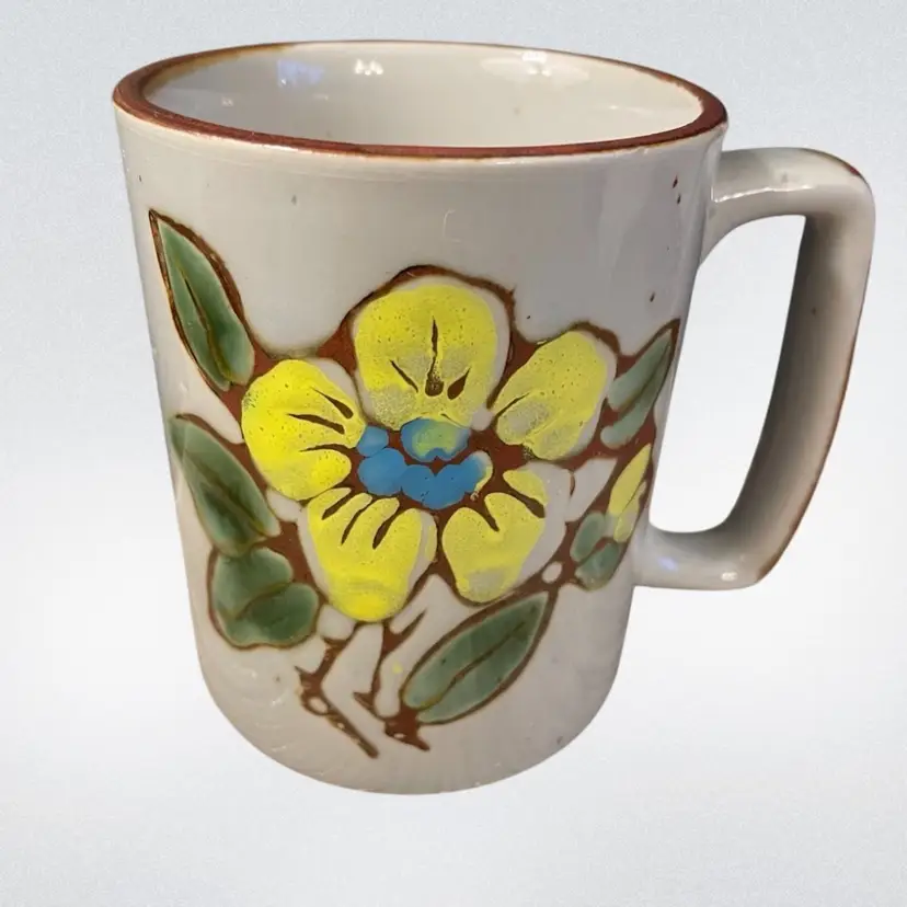 Vintage Floral Stoneware Mug