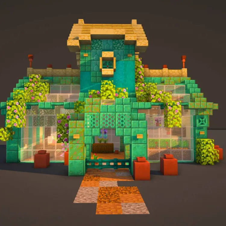 Minecraft Oxidized Copper Greenhouse (FULL INTERIOR)