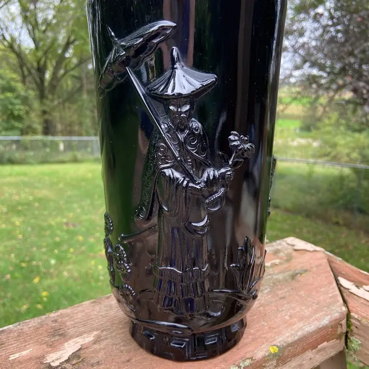 Fenton Mandarin Black Glass Vase. 9.5”h.