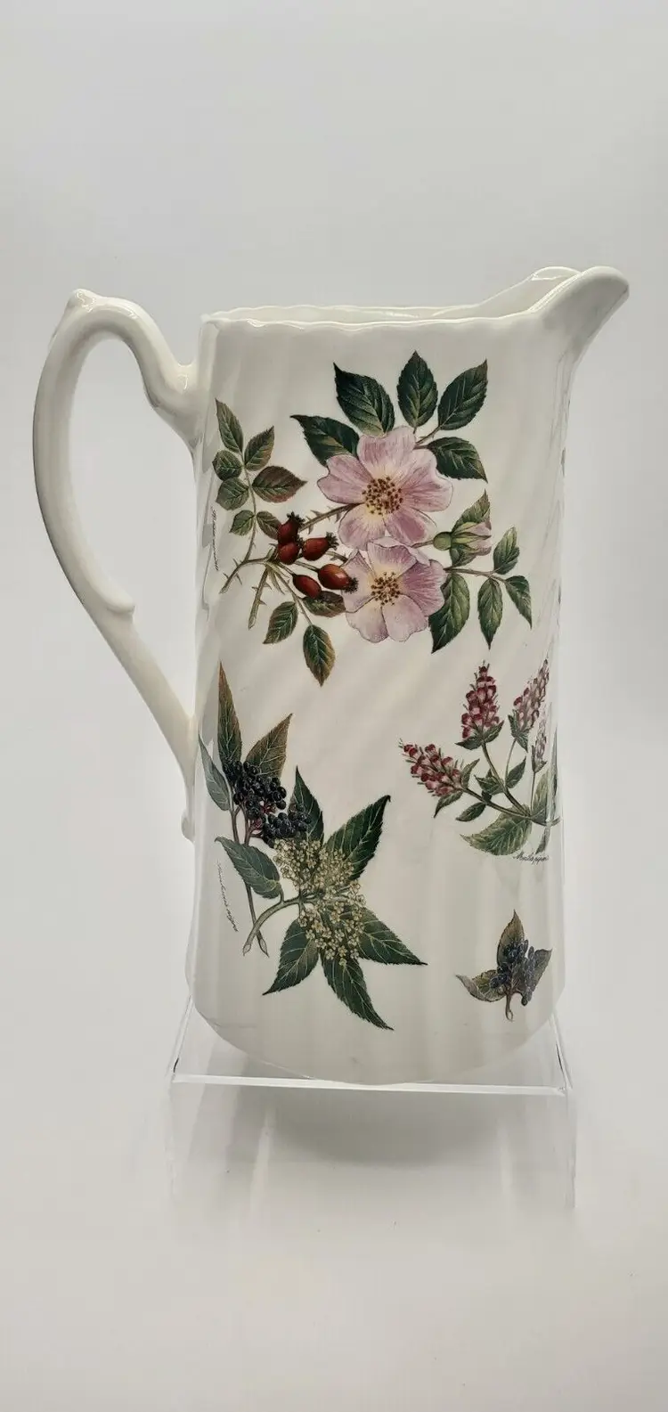 Caledonia by Staffordshire Pottery Floral Pitcher 8-3/4" Tall