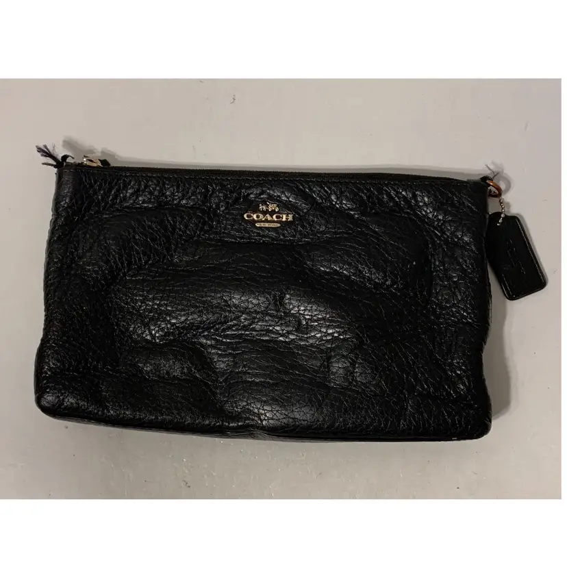 Vintage Coach New York Black Pebbled Leather Clutch 