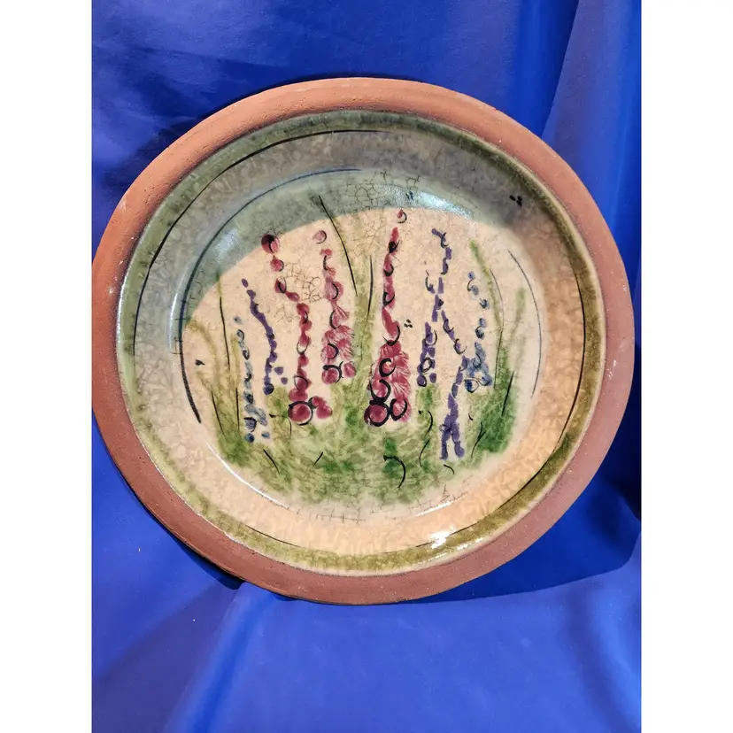 Flower Enamel Redware Pie Plate