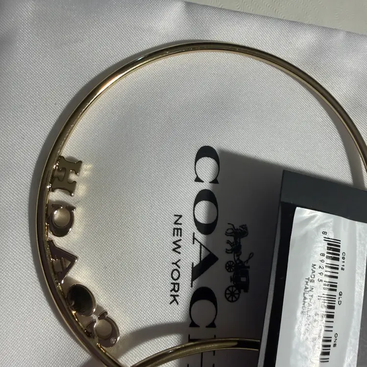 COACH Jennifer Lopez Collection Gold Tone XL 3” Hoop Earrings  Crystals - NWT - Dust Bag