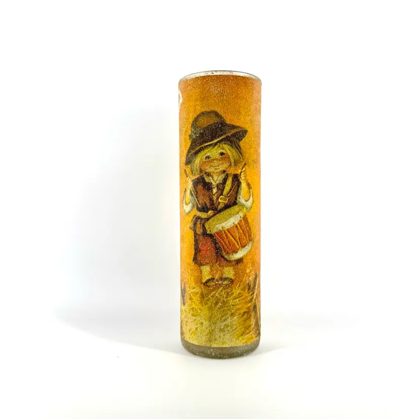 Vintage Sugared Glass Candle Drummer Boy (used)