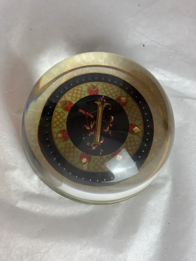 Punch Studio Crystal Monogram Letter "I" Paperweight France 3.5”