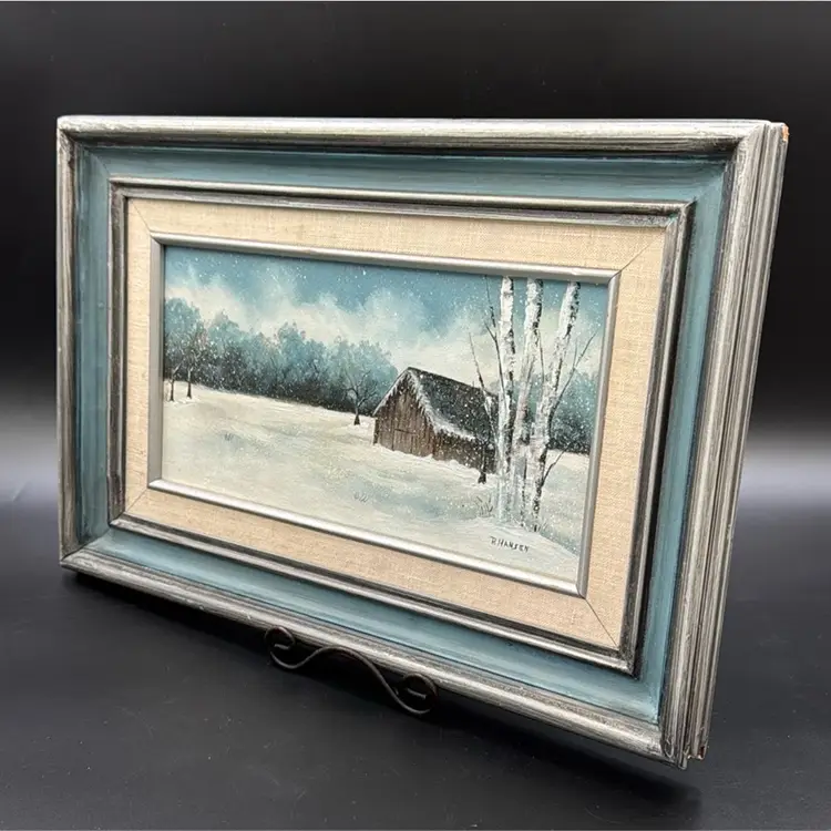 #01 Beautifully Done Snowy Farm Art with trees