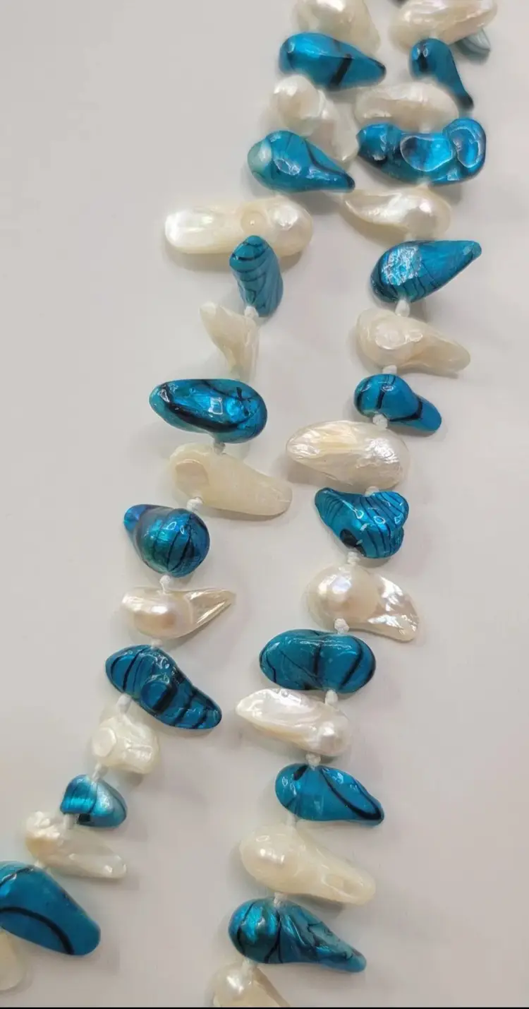 Blue & White Baroque Cultured Pearl Necklace