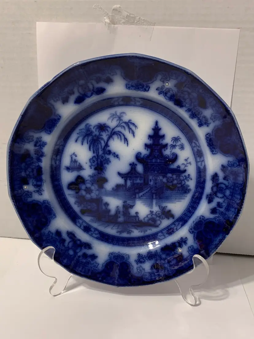 c. 1845 Thomas Phillips & Son “LAHORE” 9.5” Flow Blue Plate