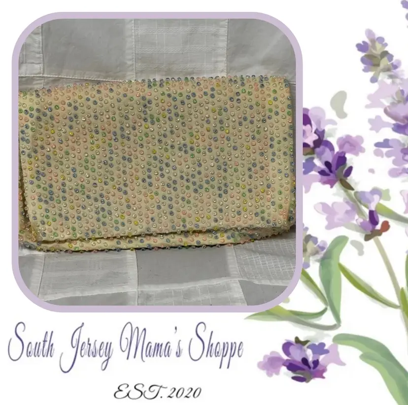 Vintage Lumured Made in the USA Pastel Color Hand Beaded Purse