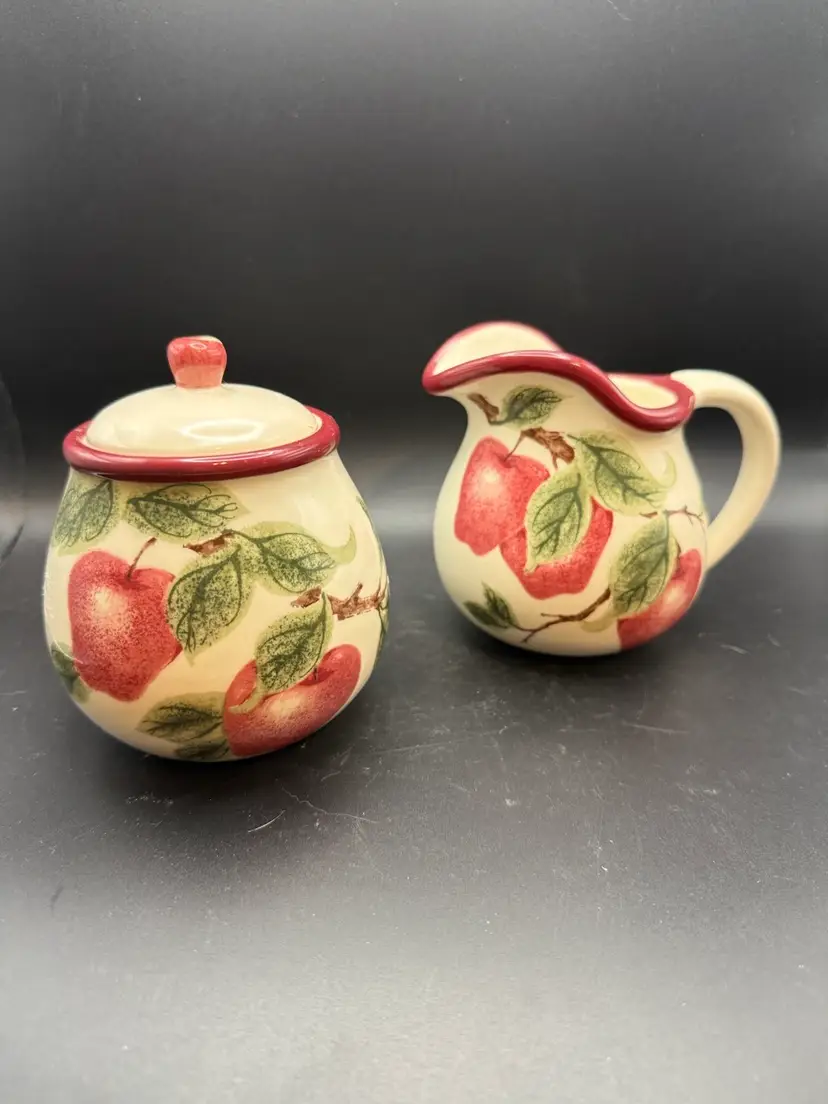 Home Interior "Apple Orchard Collection" Sugar Bowl and Creamer Set