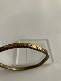 Brass Bracelet engraved in French with poem from Pierre Corneille play