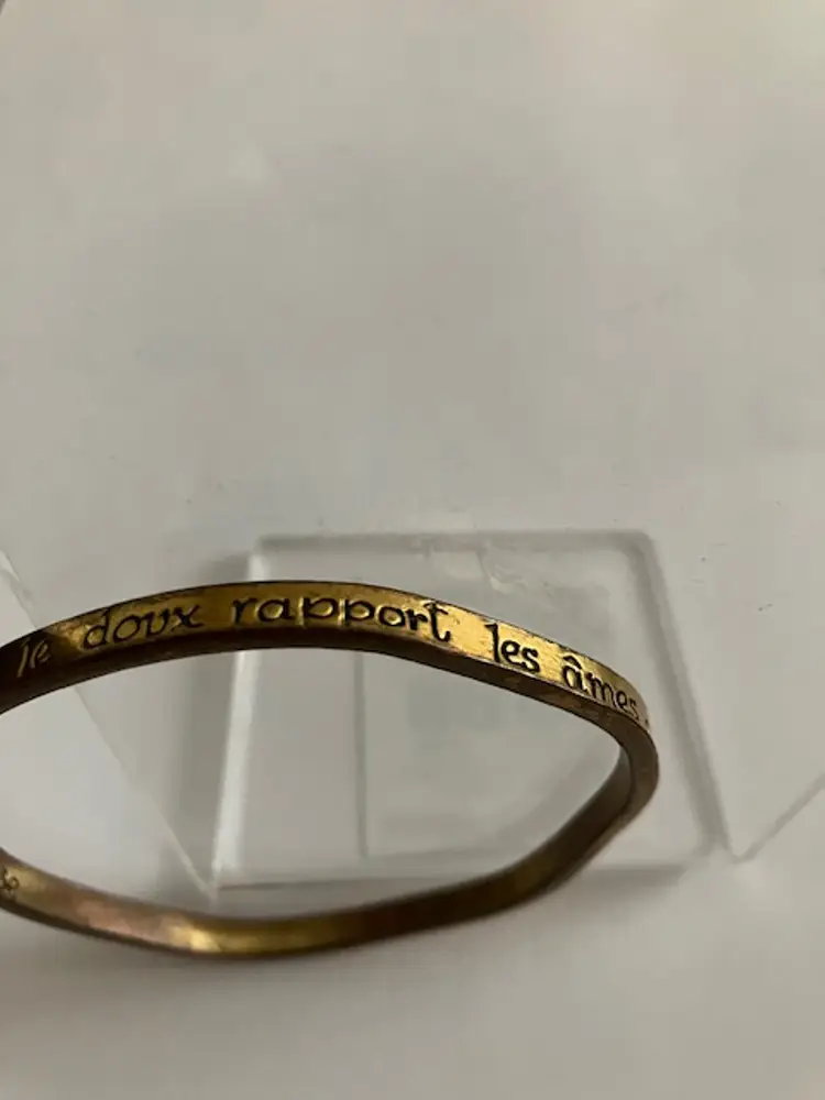 Brass Bracelet engraved in French with poem from Pierre Corneille play