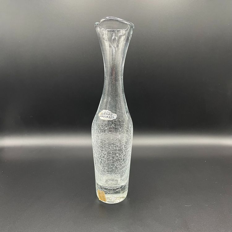 Vintage Blenko #64b Vase Crystal Clear Crackle
