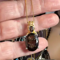 Sterling Silver Chuck Clemency Topaz Pendant With vermeil Detail On A 17” 925 Vermeil Chain