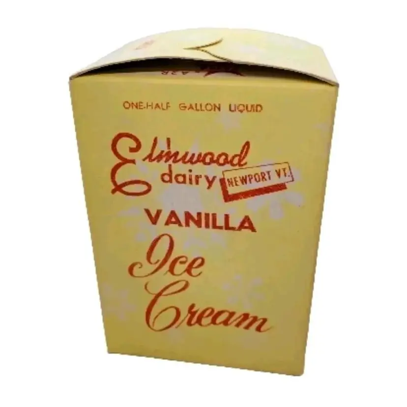Vintage Elmwood Dairy Ice Cream Half Gallon Vanilla Carton Newport Vermont