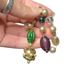 Vintage Art Glass & Faux Pearl Bracelet As Is
