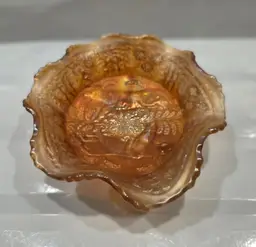 Vintage Fenton Panther Gold Carnival Glass 3-Footed Bowl Candy Dish