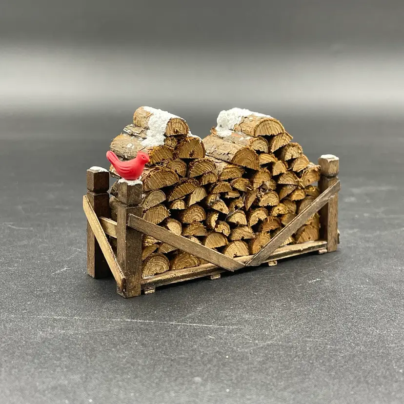 Retired Dept 56 Rick of Firewood Wood Pile Cardinal Bird Snow Village Christmas