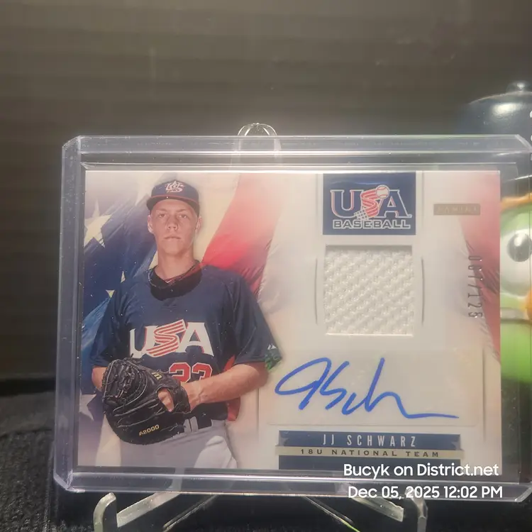 2013 Team USA Relic Auto - JJ Schwarz Oakland Athletics 87/125