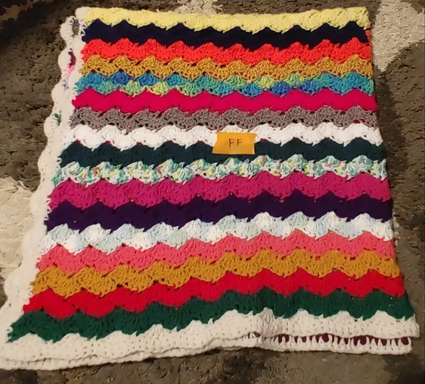 Afghan FF- approx size 39 x 40. Bright stripe. As shown.