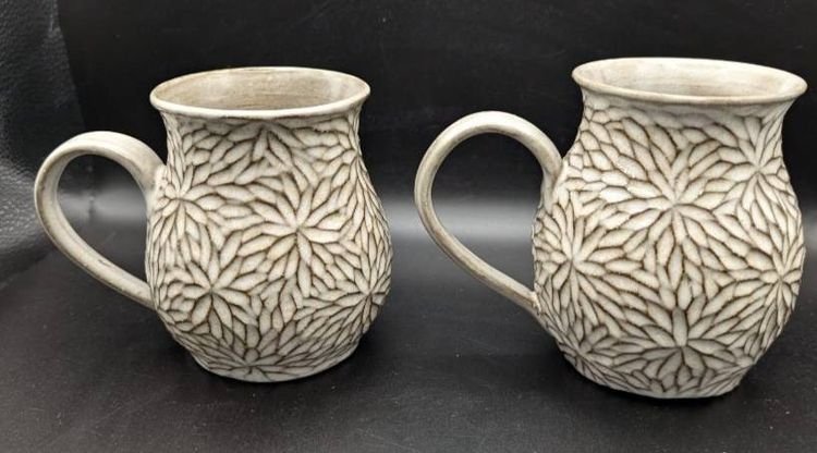 Hand Carved Pottery Mugs by Jiaqi( Jade) Lin 2 available