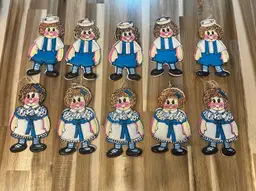 Set Of 10 Raggedy Ann And Andy Vinyl Ornaments