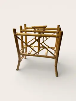 Vintage Chinoiserie Pagoda Bamboo Magazine Rack Holder Stand, Florida Regency