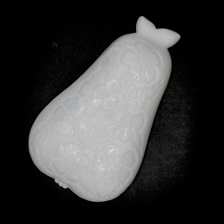 Vintage Milk Glass Pear Shaped Dish by Hazel Atlas Embossed Relish Candy Trinket