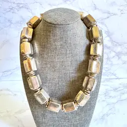 Mexican Sterling Silver Chunky Cube Bead Necklace