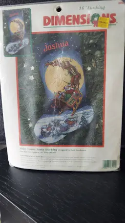 Dimensions Cross Stitch Kit 8492 Here Comes Santa Claus Stocking Christmas 16"