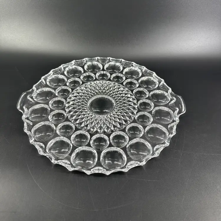 Vtg West Germany Echt Bleikristall 13" Crystal Optic Cake Plate Reversible Server