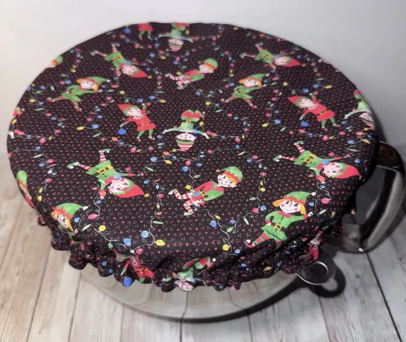 Elf Christmas Halloween Cats Reversible KitchenAid Mixing Bowl Cover/Baking