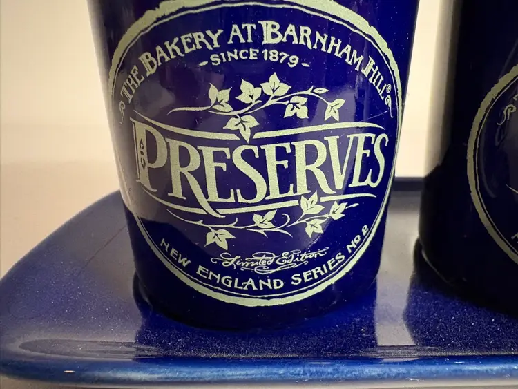 Stoneware jars for honey and preserves from "The Bakery at Barnham Hill".