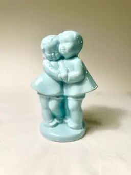 Shawnee Pottery Tiffany Blue Boy Girl Lovers Planter Stem Vase Clay Vintage MCM