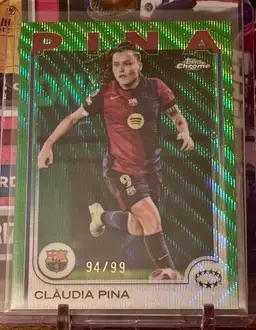 Claudia Pina 2024/25 Topps Chrome UWCL Green Wave /99 Barcelona Spain Soccer Card