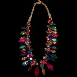 Natasha Colorful Faceted Rhinestone Necklace 18”