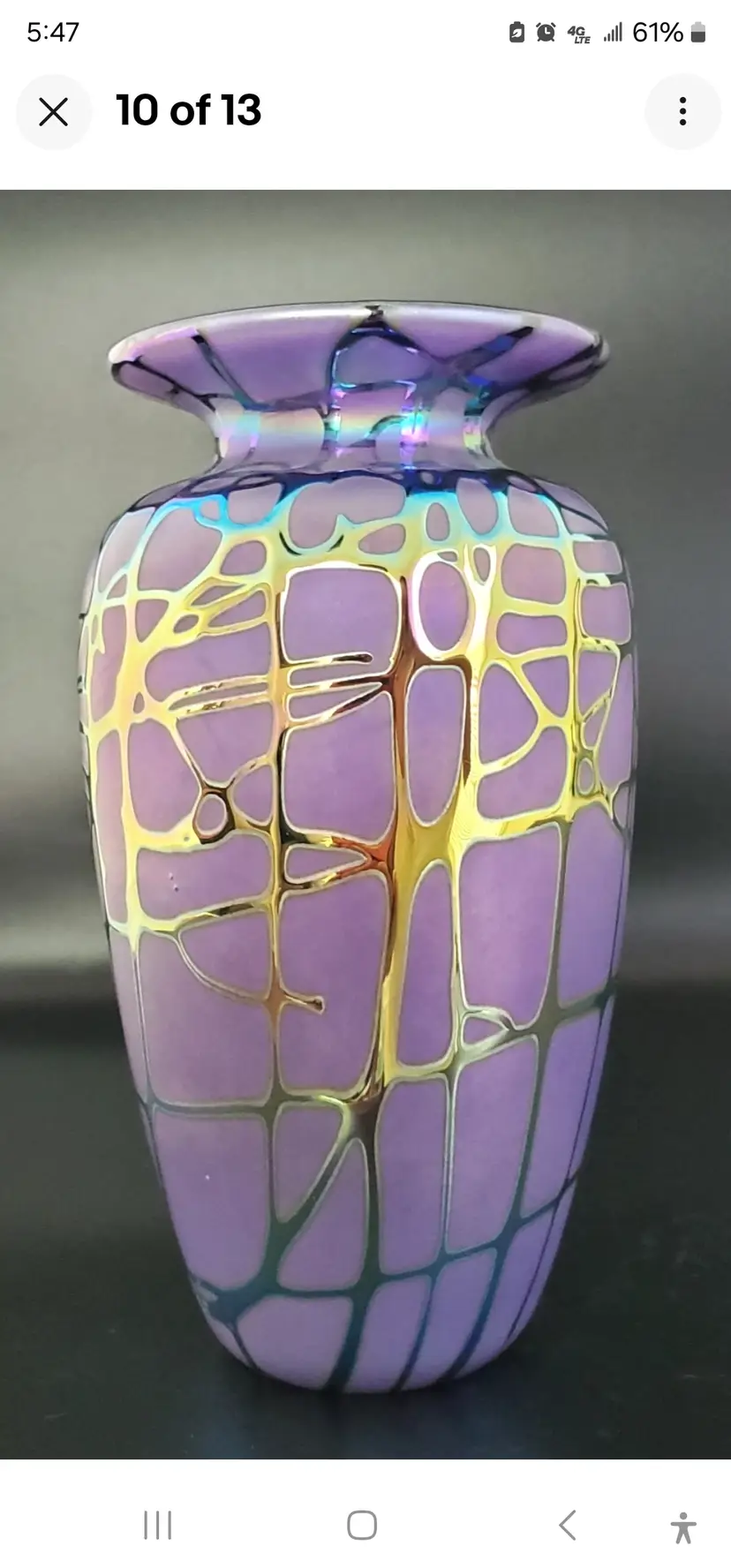 Stuart Abelman Lavender Iridized Web Vase