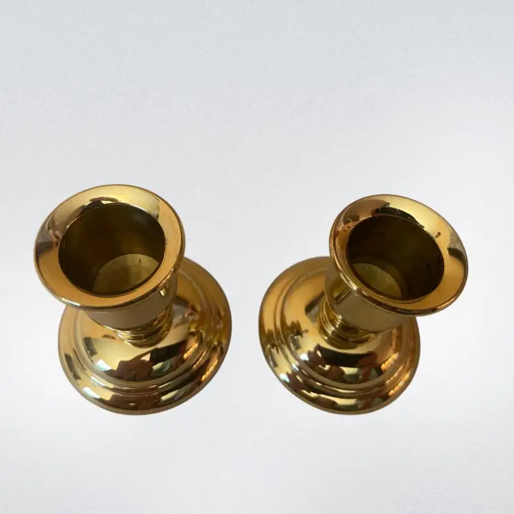 Partylite Pair Of Oxford Brass Taper Candlestick Holders