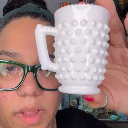 Milk Glass Hobnail Mini Creamer