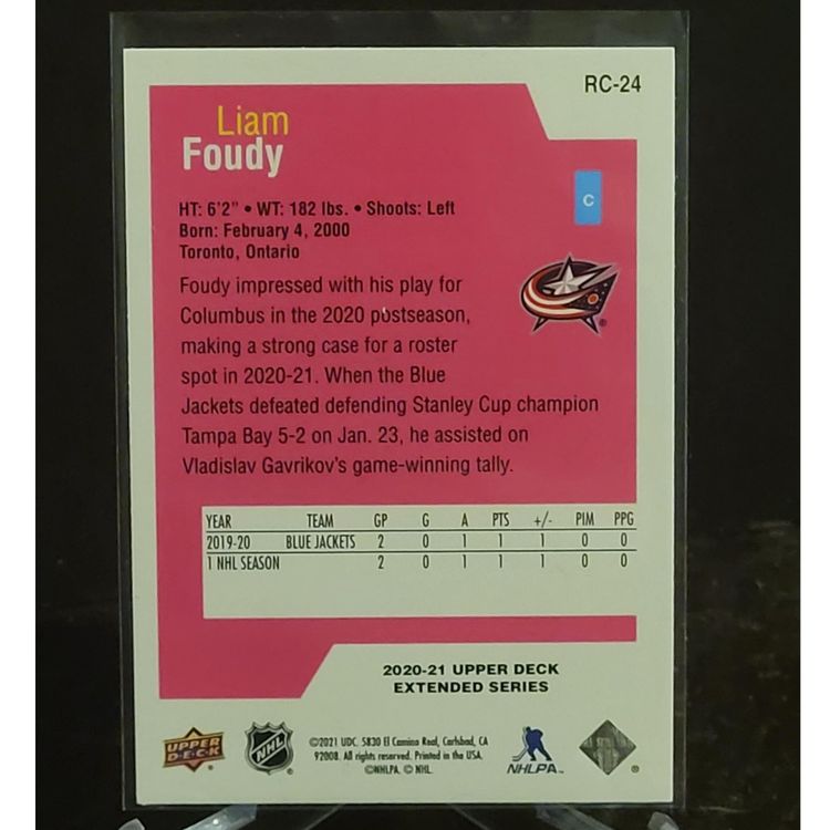 2020-21 UD Extended Series Liam Foudy Special Edition Rookie Class #RC-24 